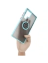 Bizon Case Hybrid Ring Samsung Galaxy S22 Ultra fumuriu cu un cadru bleu deschis