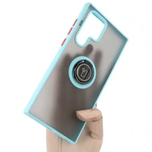 Kup Bizon Case Hybrid Ring Samsung Galaxy S22 Ultra rauchig mit einem hellblauen Rahmen - BIZ7816 - {ean13} - Sklep Home Screen
