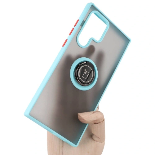 Buy Bizon Case Hybrid Ring Samsung Galaxy S22 Ultra smoky with a light blue frame - BIZ7816 - {ean13} - Home Screen Store Europe