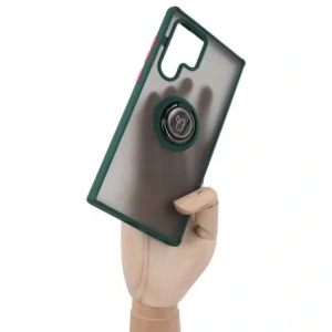 Kup Bizon Case Hybrid Ring Samsung Galaxy S22 Ultra rauchig mit einem dunkelgrünen Rahmen - BIZ1642 - {ean13} - Sklep Home Screen