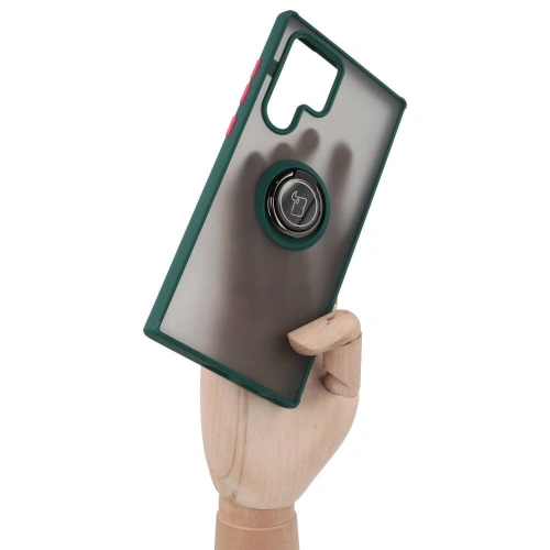 Buy Bizon Case Hybrid Ring Samsung Galaxy S22 Ultra smoky with a dark green frame - BIZ1642 - {ean13} - Home Screen Store Europe