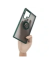 Bizon Case Hybrid Ring Samsung Galaxy S22 Ultra smoky with a dark green frame