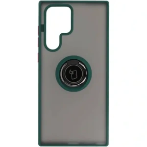 Kup Bizon Case Hybrid Ring Samsung Galaxy S22 Ultra rauchig mit einem dunkelgrünen Rahmen - BIZ1642 - {ean13} - Sklep Home Screen