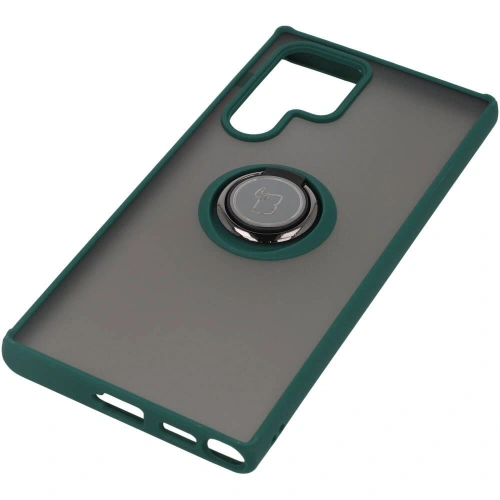 Buy Bizon Case Hybrid Ring Samsung Galaxy S22 Ultra smoky with a dark green frame - BIZ1642 - {ean13} - Home Screen Store Europe