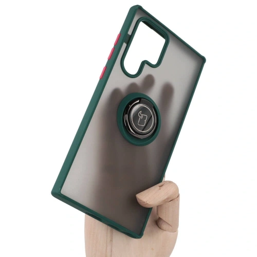 Buy Bizon Case Hybrid Ring Samsung Galaxy S22 Ultra smoky with a dark green frame - BIZ1642 - {ean13} - Home Screen Store Europe