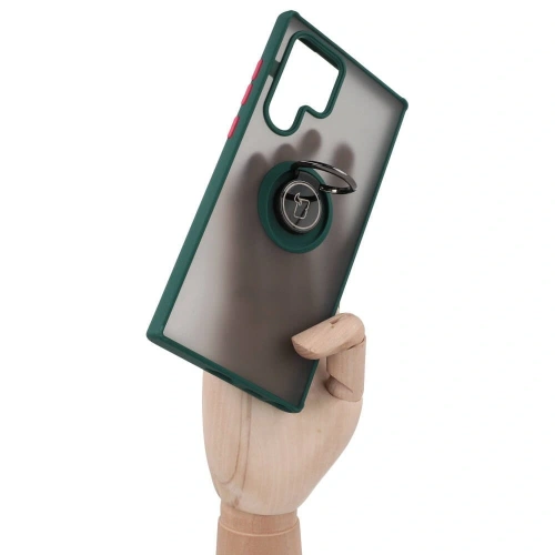 Buy Bizon Case Hybrid Ring Samsung Galaxy S22 Ultra smoky with a dark green frame - BIZ1642 - {ean13} - Home Screen Store Europe