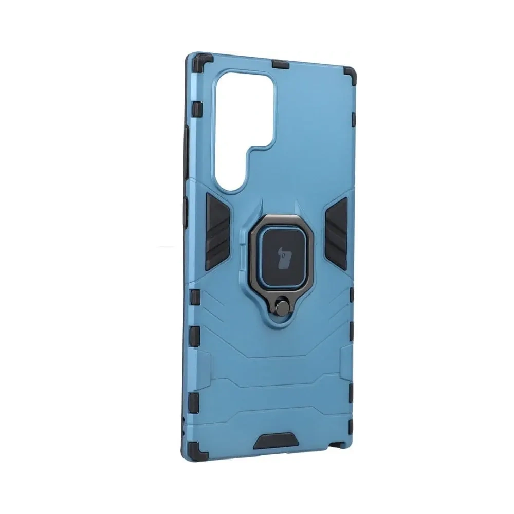Etui Bizon Case Armor Ring do Samsung Galaxy S22 Ultra niebieskie