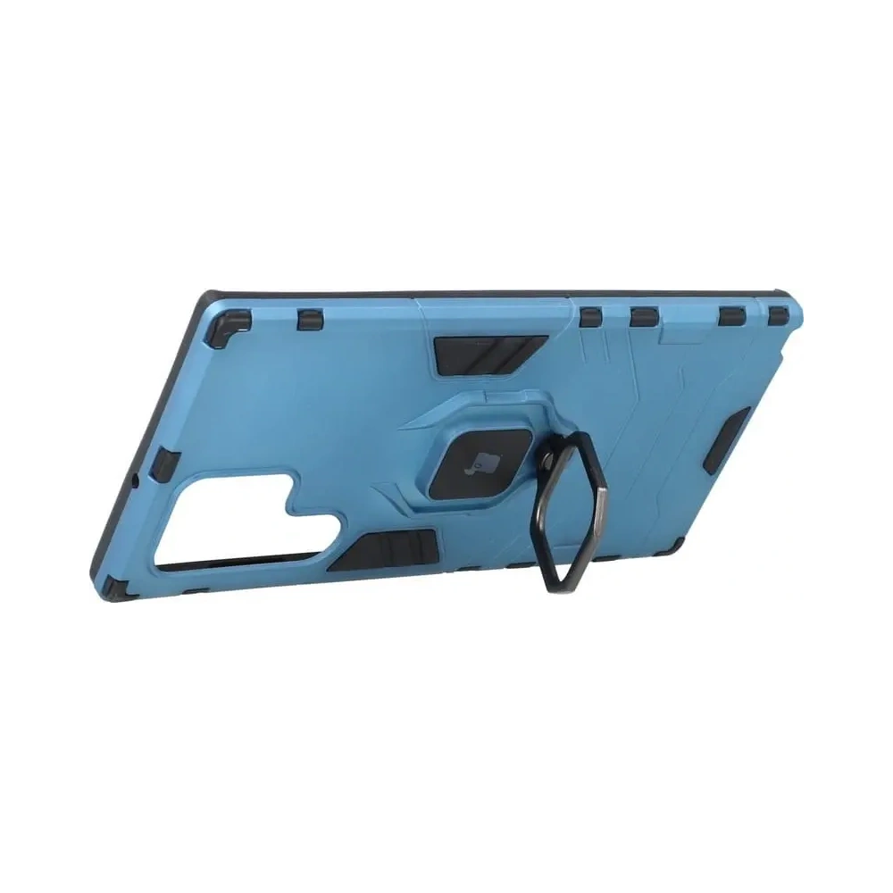 Etui Bizon Case Armor Ring do Samsung Galaxy S22 Ultra niebieskie