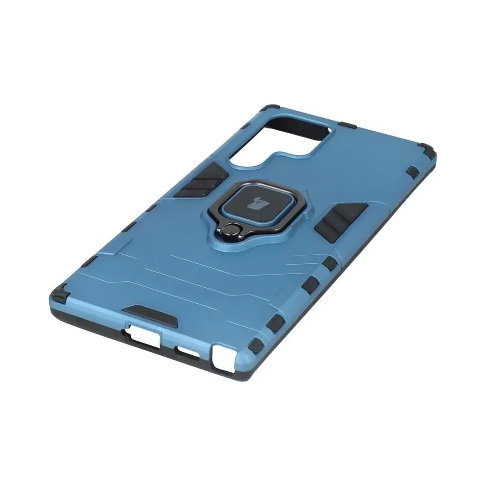 Etui Bizon Case Armor Ring do Samsung Galaxy S22 Ultra niebieskie