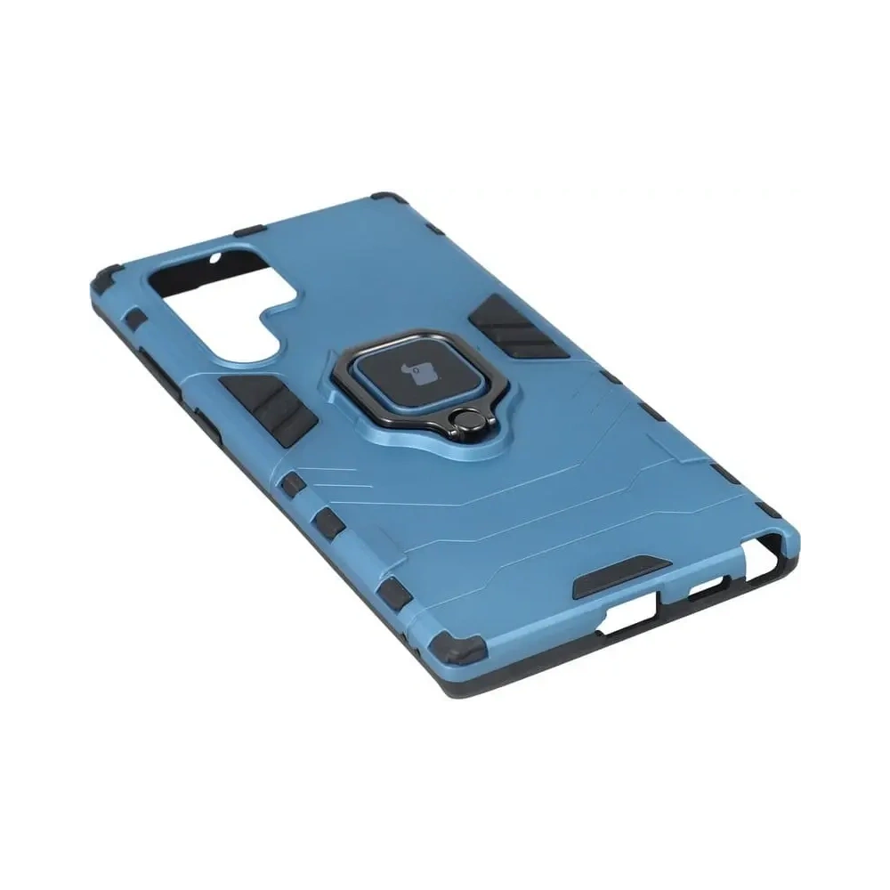 Etui Bizon Case Armor Ring do Samsung Galaxy S22 Ultra niebieskie