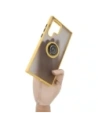 Etui z uchwytem na palec Bizon Case Hybrid Ring do Galaxy S22 Ultra, przydymione z żółtą ramką