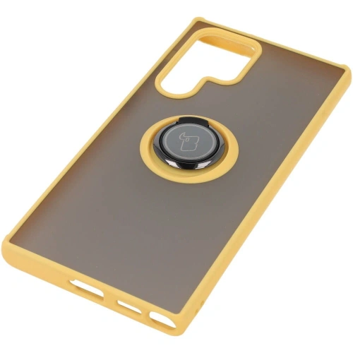 Kup Etui z uchwytem na palec Bizon Case Hybrid Ring do Samsung Galaxy S22 Ultra przydymione z żółtą ramką - BIZ7820 - {ean13} - Sklep Home Screen