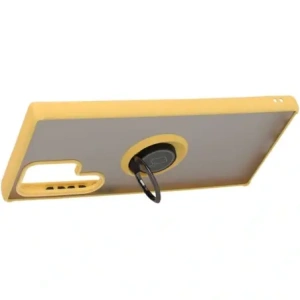 Kup Etui z uchwytem na palec Bizon Case Hybrid Ring do Samsung Galaxy S22 Ultra przydymione z żółtą ramką - BIZ7820 - {ean13} - Sklep Home Screen