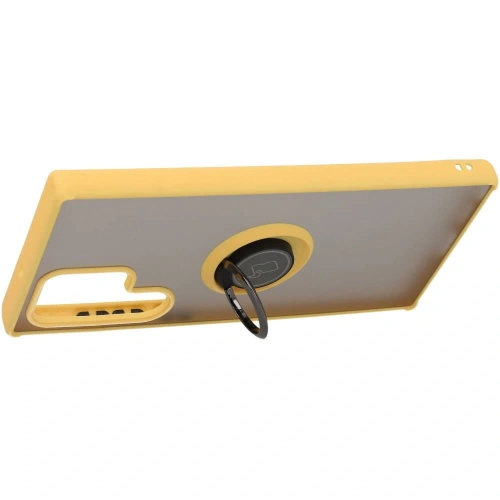 Kup Etui z uchwytem na palec Bizon Case Hybrid Ring do Samsung Galaxy S22 Ultra przydymione z żółtą ramką - BIZ7820 - {ean13} - Sklep Home Screen