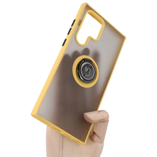 Kup Bizon Case Hybrid Ring Samsung Galaxy S22 Ultra fumuriu cu un cadru galben - BIZ7820 - {ean13} - Sklep Home Screen
