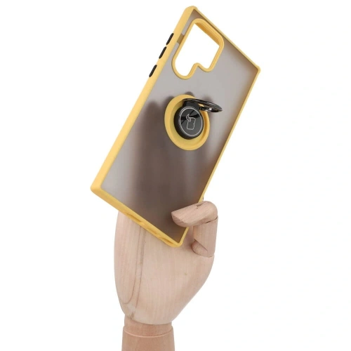 Kup Bizon Case Hybrid Ring Samsung Galaxy S22 Ultra fumuriu cu un cadru galben - BIZ7820 - {ean13} - Sklep Home Screen