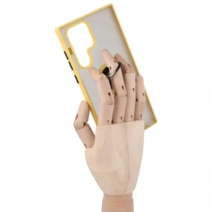 Kup Etui z uchwytem na palec Bizon Case Hybrid Ring do Samsung Galaxy S22 Ultra przydymione z żółtą ramką - BIZ7820 - {ean13} - Sklep Home Screen