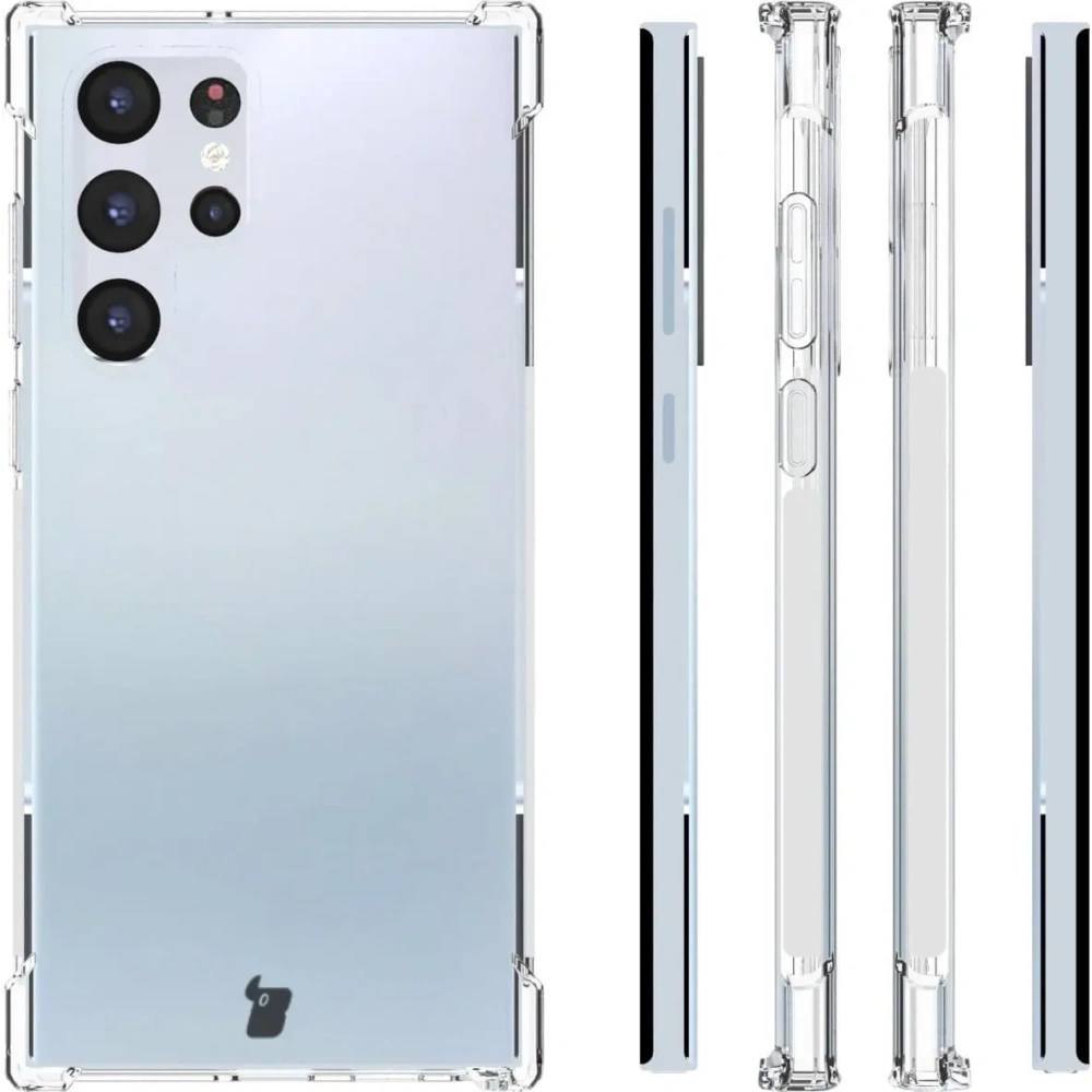 Etui + 2x folia + obiektyw Bizon Case Clear Pack do Samsung Galaxy S22 Ultra przezroczyste