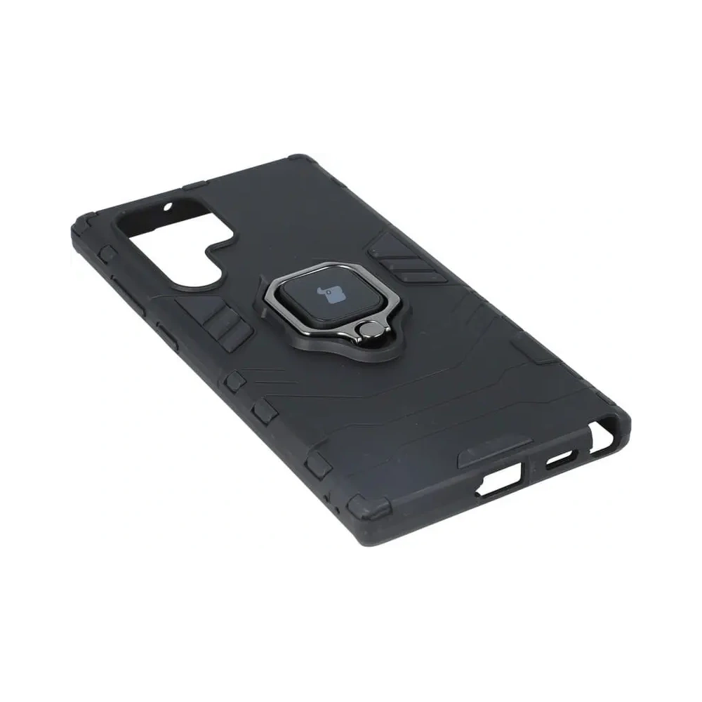 Etui Bizon Case Armor Ring do Samsung Galaxy S22 Ultra czarne