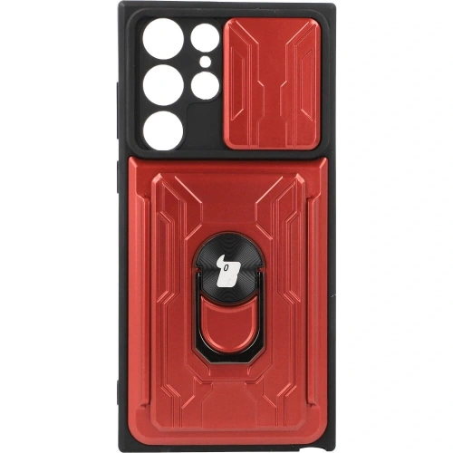 Kup Bizon Case Camshield Kártyahely Gyűrű Samsung Galaxy S22 Ultra piros - BIZ7829 - {ean13} - Sklep Home Screen