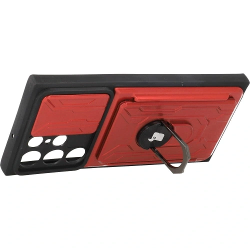 Kup Etui Bizon Case Camshield Card Slot Ring do Samsung Galaxy S22 Ultra czerwone - BIZ7829 - {ean13} - Sklep Home Screen