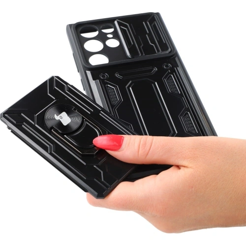 Kup Bizon Case Camshield Kártyafoglalatos Gyűrű Samsung Galaxy S22 Ultra fekete - BIZ7830 - {ean13} - Sklep Home Screen