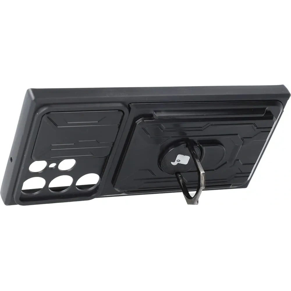 Etui Bizon Case Camshield Card Slot Ring do Samsung Galaxy S22 Ultra czarne
