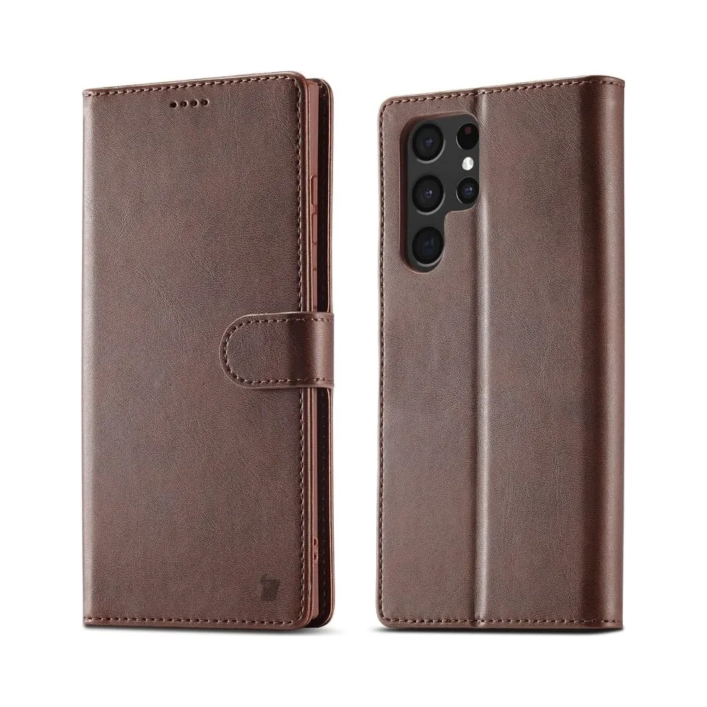 Etui Bizon Case Wallet do Samsung Galaxy S22 Ultra brązowe