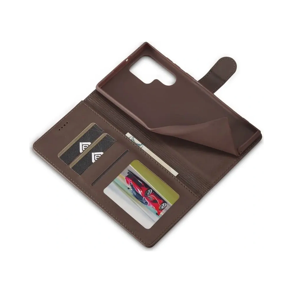 Etui Bizon Case Wallet do Samsung Galaxy S22 Ultra brązowe