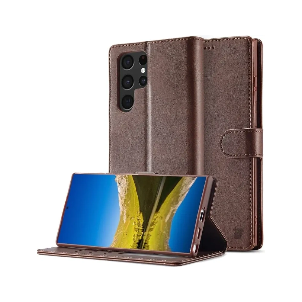 Etui Bizon Case Wallet do Samsung Galaxy S22 Ultra brązowe