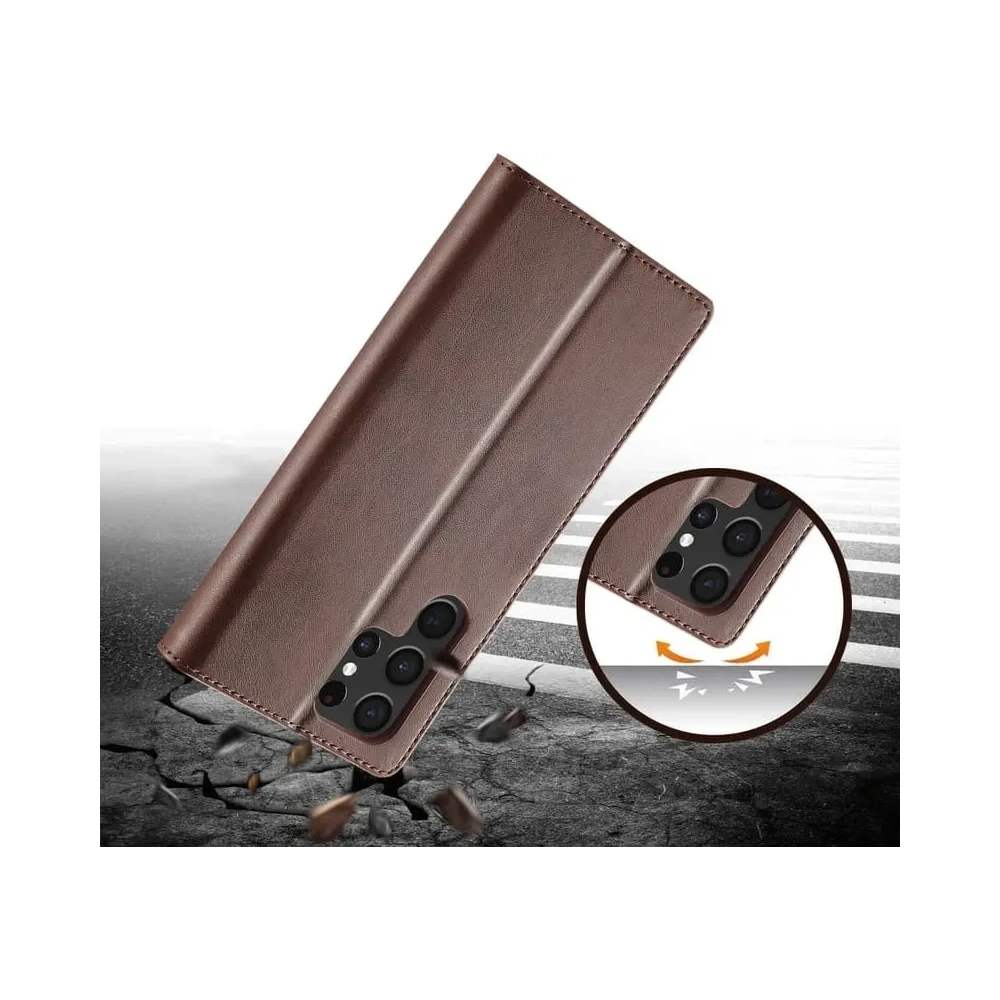 Etui Bizon Case Wallet do Samsung Galaxy S22 Ultra brązowe