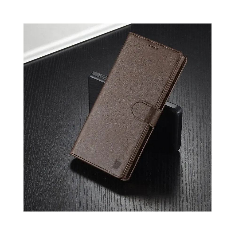 Etui Bizon Case Wallet do Samsung Galaxy S22 Ultra brązowe