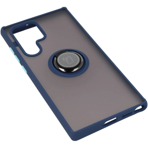 Buy Bizon Case Hybrid Ring Samsung Galaxy S22 Ultra smoky with a navy blue frame - BIZ7834 - {ean13} - Home Screen Store Europe
