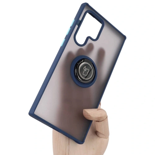 Buy Bizon Case Hybrid Ring Samsung Galaxy S22 Ultra smoky with a navy blue frame - BIZ7834 - {ean13} - Home Screen Store Europe