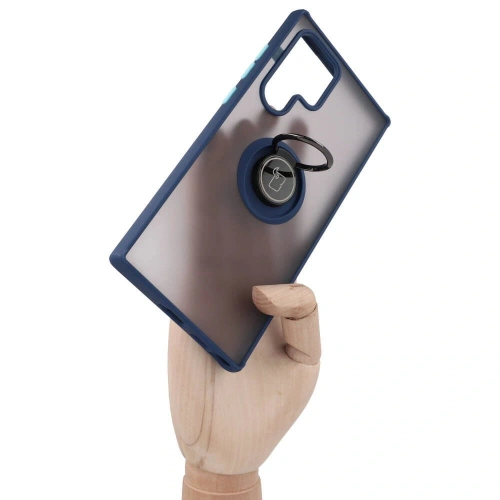 Buy Bizon Case Hybrid Ring Samsung Galaxy S22 Ultra smoky with a navy blue frame - BIZ7834 - {ean13} - Home Screen Store Europe