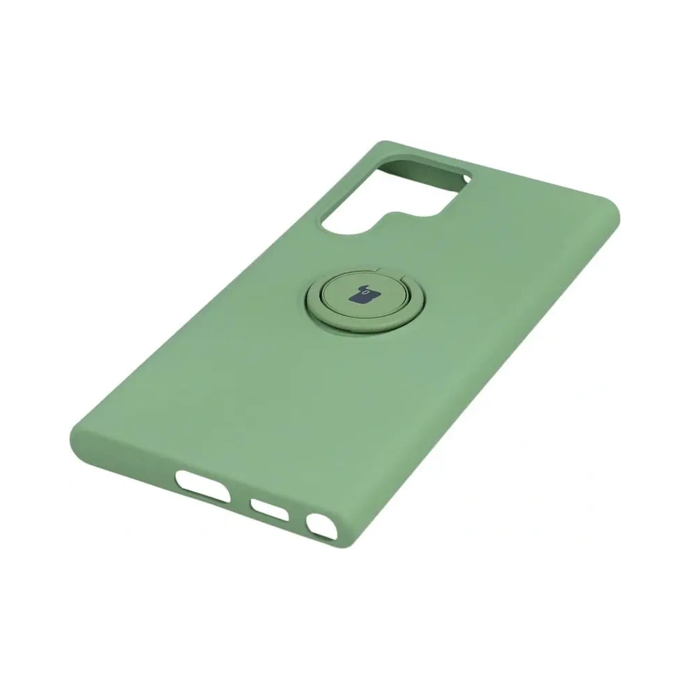Etui Bizon Case Silicone Ring do Samsung Galaxy S22 Ultra jasnozielone