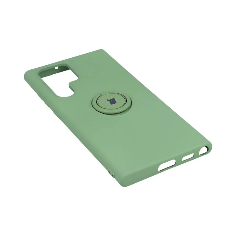 Etui Bizon Case Silicone Ring do Samsung Galaxy S22 Ultra jasnozielone