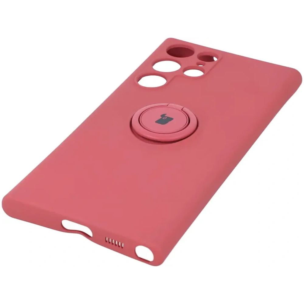 Etui Bizon Case Silicone Ring do Samsung Galaxy S22 Ultra ciemny róż