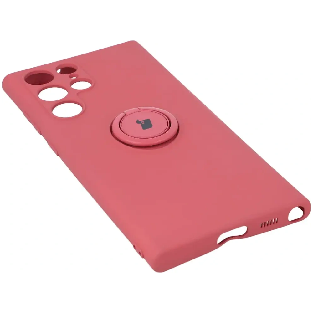 Etui Bizon Case Silicone Ring do Samsung Galaxy S22 Ultra ciemny róż