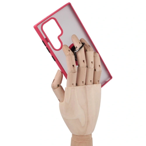Kup Etui z uchwytem na palec Bizon Case Hybrid Ring do Galaxy S22 Ultra, przydymione z czerwoną ramką - BIZ7839 - {ean13} - Sklep Home Screen