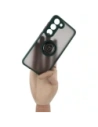 Bizon Case Hybrid Ring Samsung Galaxy S23 smoky with a dark green frame