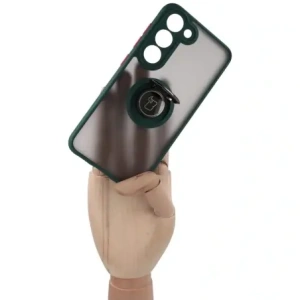 Kup Bizon Case Hybrid Ring Samsung Galaxy S23 rauchig mit einem dunkelgrünen Rahmen - BIZ1670 - {ean13} - Sklep Home Screen