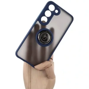Kup Etui s úchopem na prst Bizon Case Hybrid Ring pro Samsung Galaxy S23 kouřové s modrým rámečkem - BIZ1671 - {ean13} - Sklep Home Screen