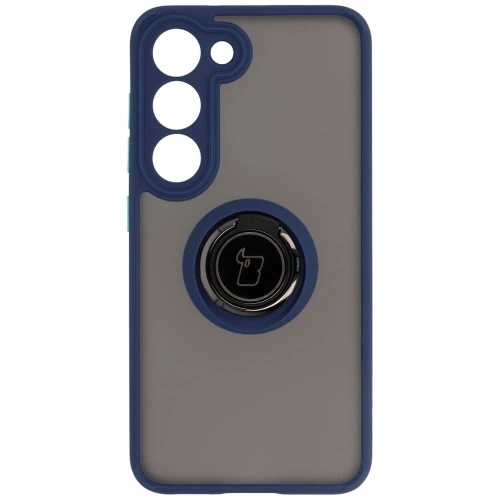 Bizon Case Hybrid Ring Samsung Galaxy S23 smoky with a navy blue frame