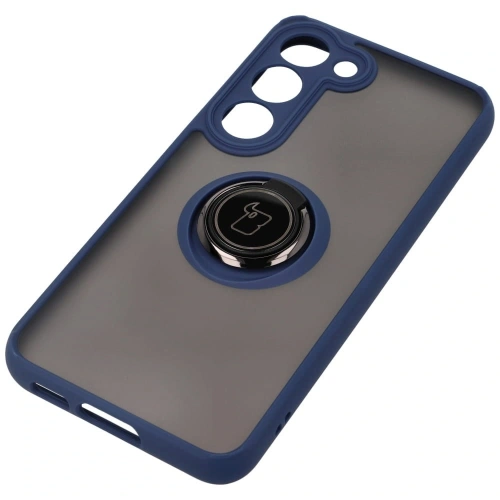 Bizon Case Hybrid Ring Samsung Galaxy S23 smoky with a navy blue frame