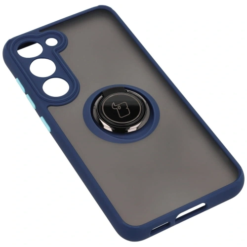 Bizon Case Hybrid Ring Samsung Galaxy S23 smoky with a navy blue frame