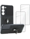 Etui + 2x szkło Bizon Case Camshield Pack do Samsung Galaxy S23, czarne