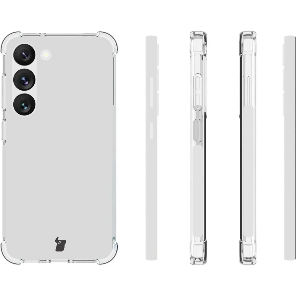 Etui + 2x szkło na ekran + obiektyw Bizon Case Clear Pack do Samsung Galaxy S23 przezroczyste