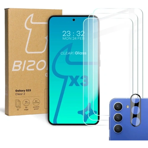 Kup BIZON Clear 2 3x Bildschirmglas + Kameraglas Samsung Galaxy S23 - BIZ1675 - {ean13} - Sklep Home Screen