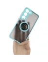 Kup Etui z uchwytem na palec Bizon Case Hybrid Ring do Galaxy S23, przydymione z jasnoniebieską ramką - BIZ7843 - {ean13} - Sklep Home Screen
